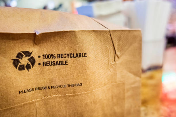 Brown paper bag that is 100% recyclable 