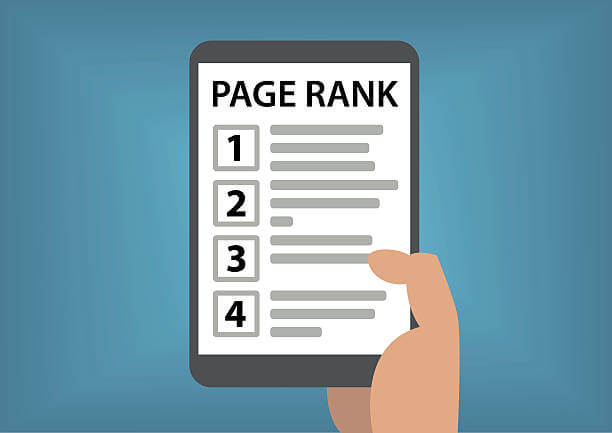 Page rank and search result  with hand holding smart phone