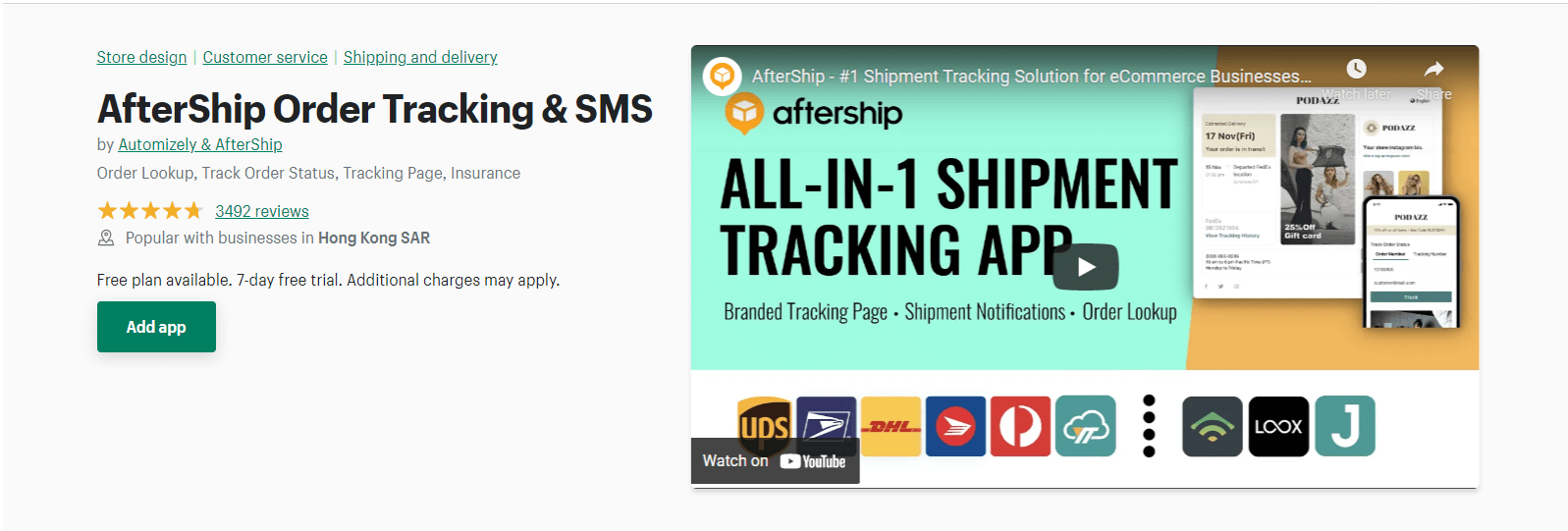 Shopify-AfterShip order tracking