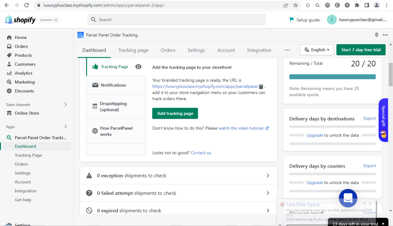 One-click tracking of all shipments