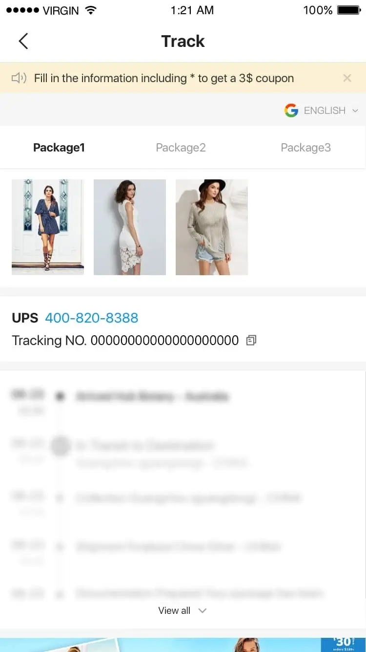 shein tracking number