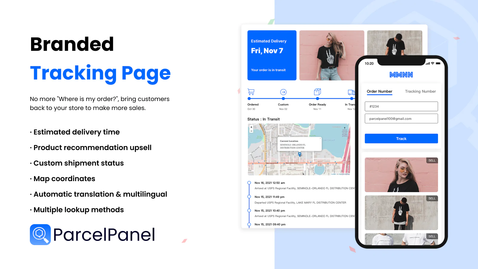 branding tracking page parcelpanel