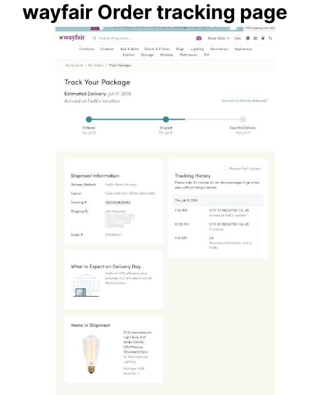 wayfair tracking page parcelpanel